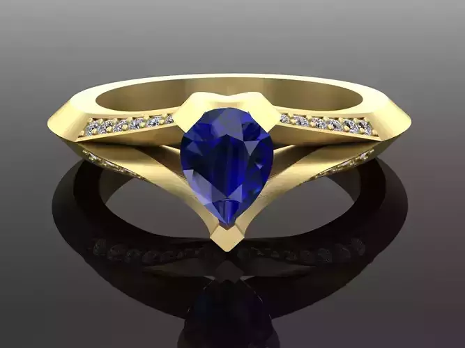 Classic ring with Pear Stone 