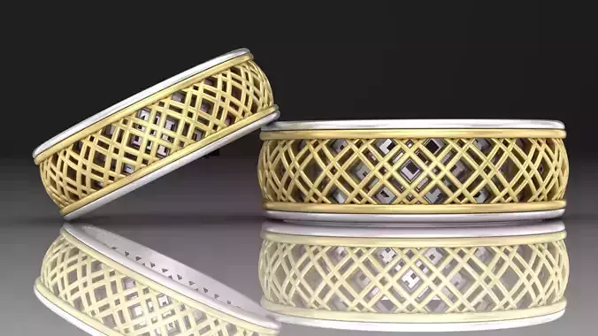 Original Couple rings with Grid in the center