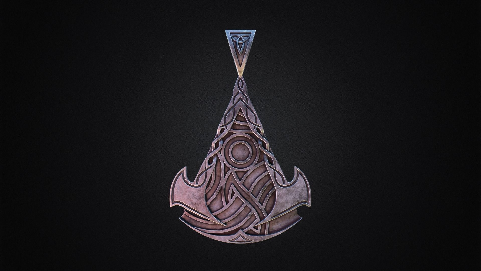 Assassins Creed Valhalla symbol Pendant - Necklace 3d model  3D print model_3