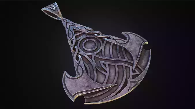 Assassins Creed Valhalla symbol Pendant - Necklace 3d model  3D print model Assassins Creed Valhalla symbol Pendant - Necklace 3d model  3D print model