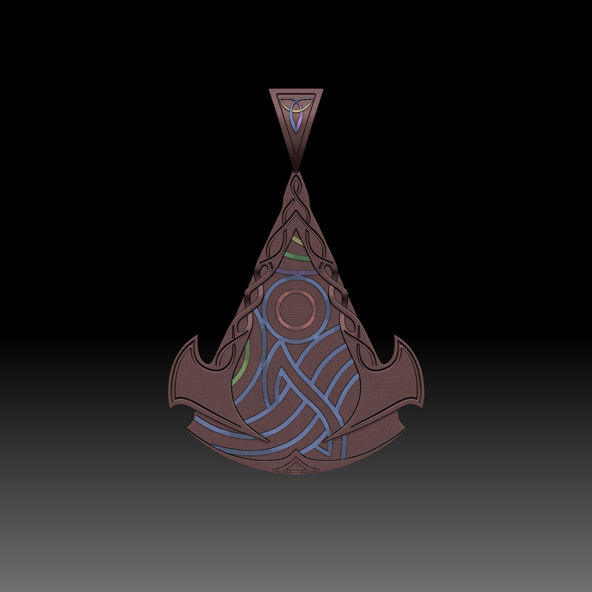 Assassins Creed Valhalla symbol Pendant - Necklace 3d model  3D print model_9