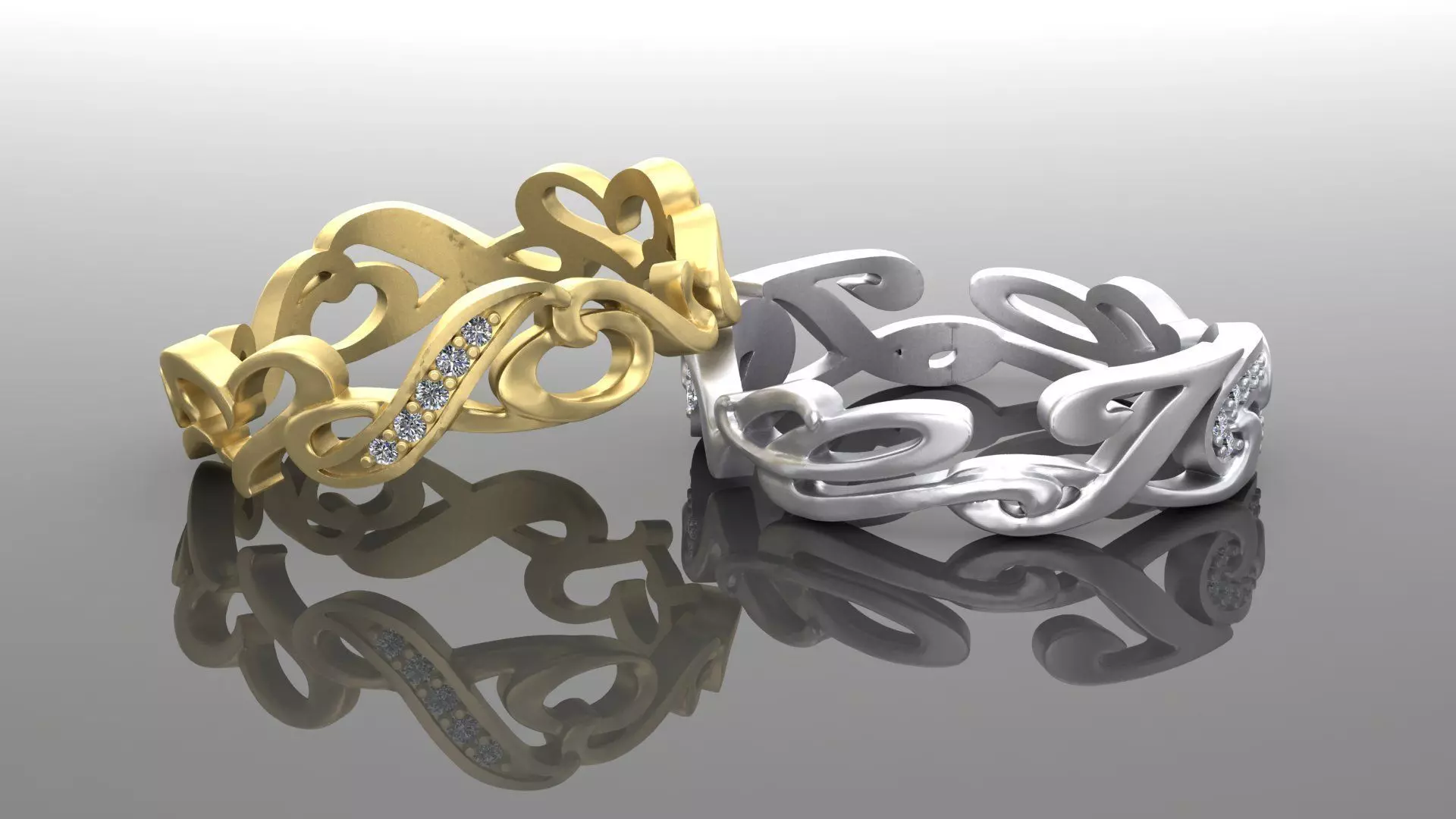 couple nice rings LOVE for beloved girl 3D print model