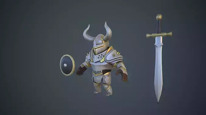 Stylized Iron Knight PBR --A3 Low-poly 3D model