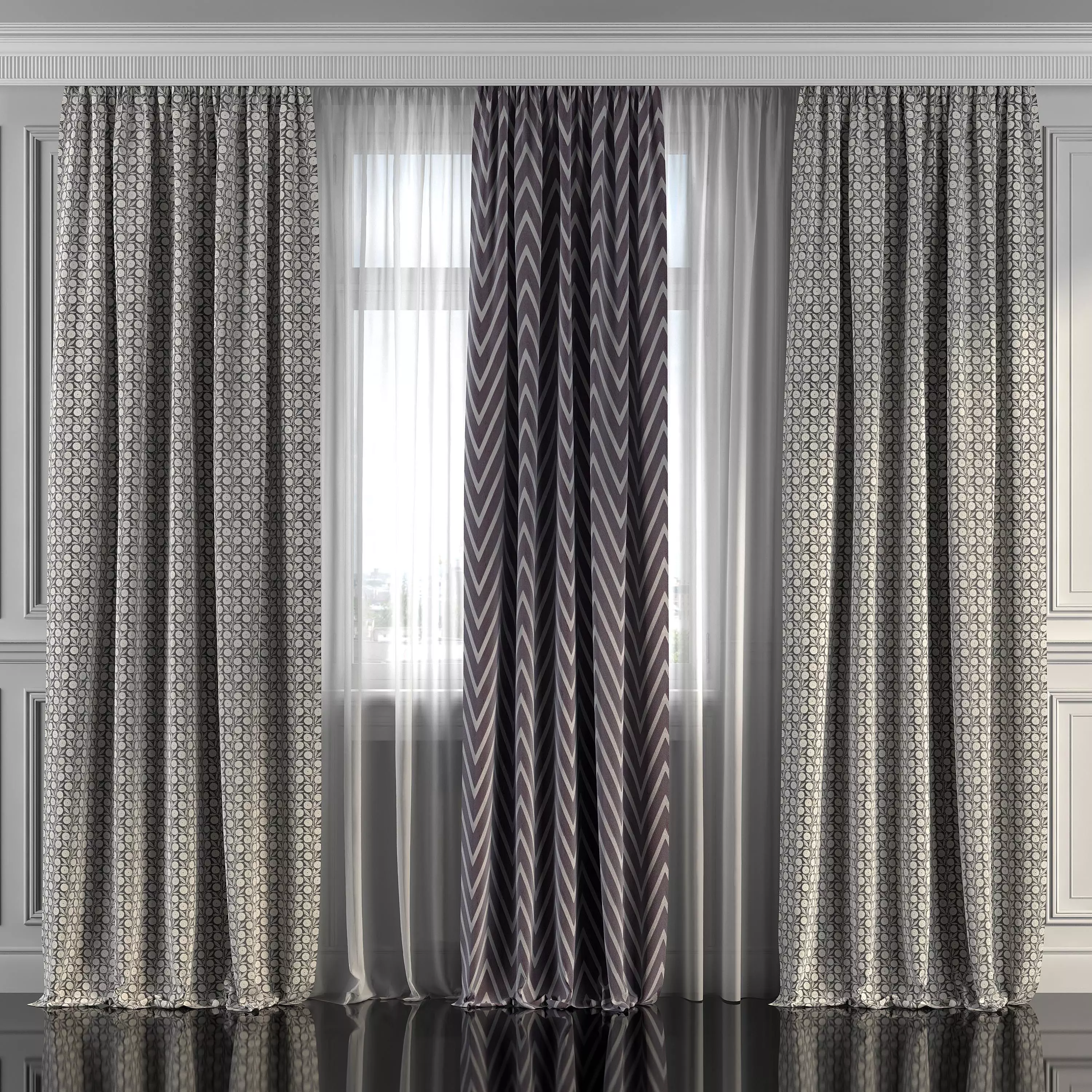 Curtain Set 203 3D model_0