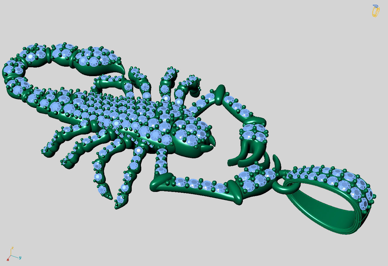 Scorpion pendant 3D print model_3