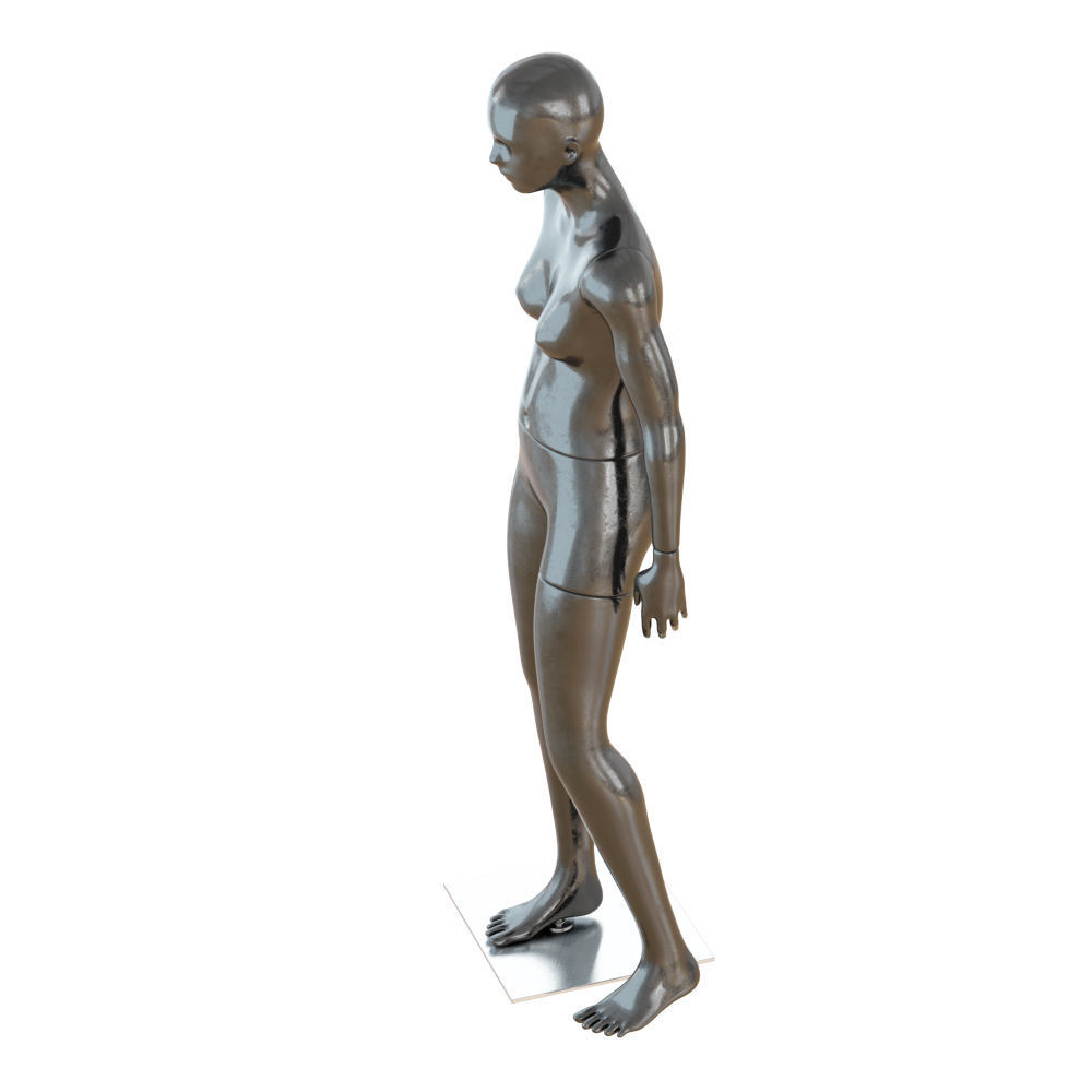 Black Standing Female Mannequin 3D model_2