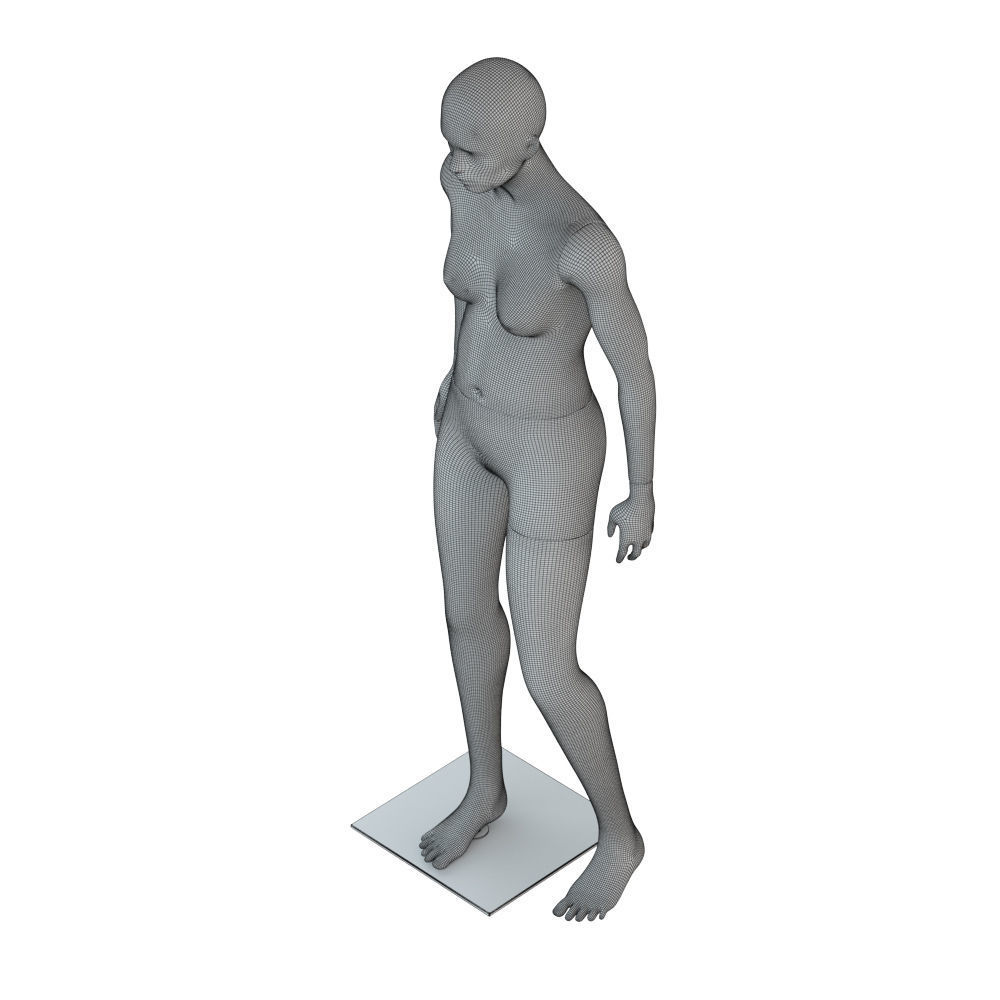 Black Standing Female Mannequin 3D model_6