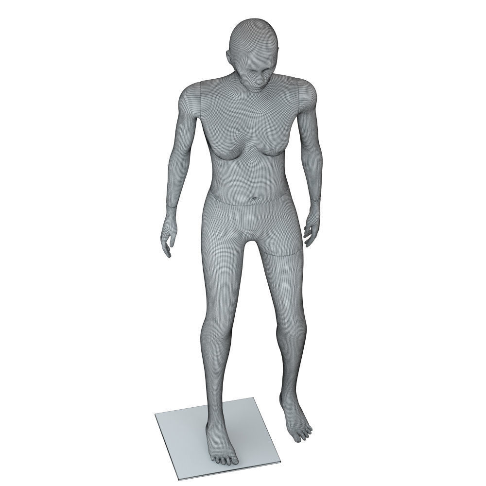Black Standing Female Mannequin 3D model_7