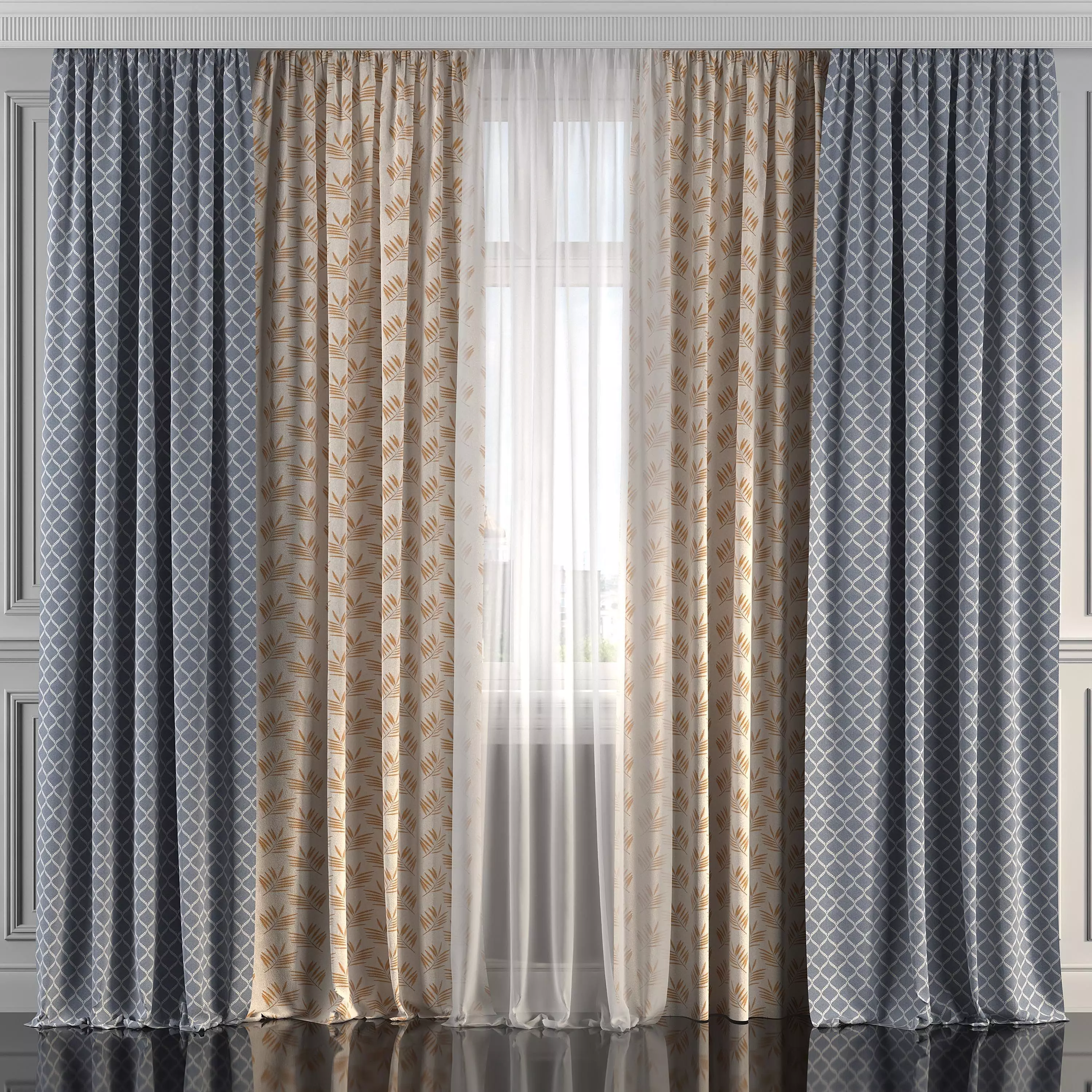 Curtain Set 206 3D model_0