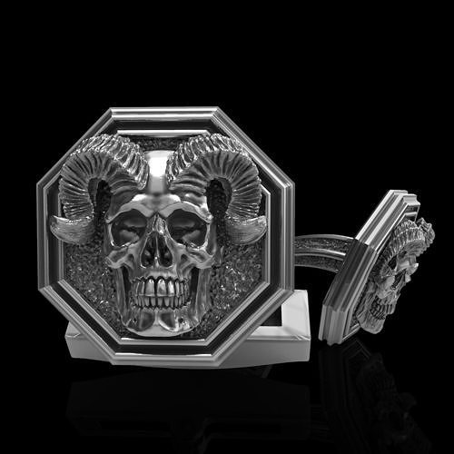 skull cufflinks 3D print model