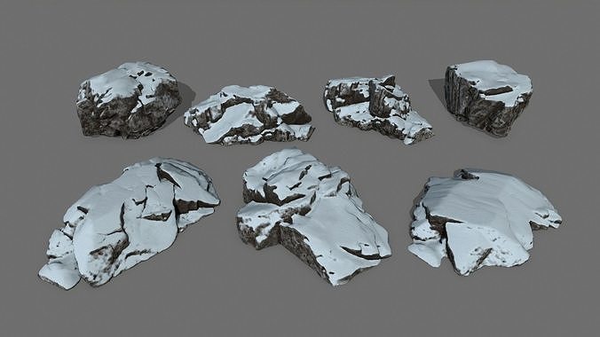 snow rock set Low-poly 3D model