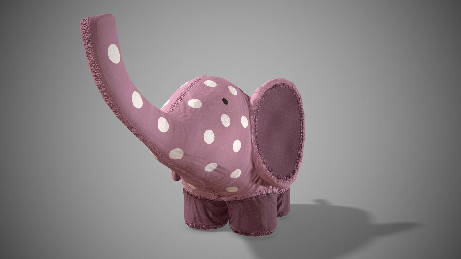 Rag Elephant Toy Low-poly 3D model_4