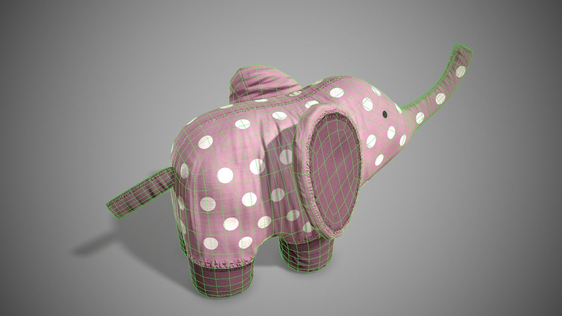 Rag Elephant Toy Low-poly 3D model_6