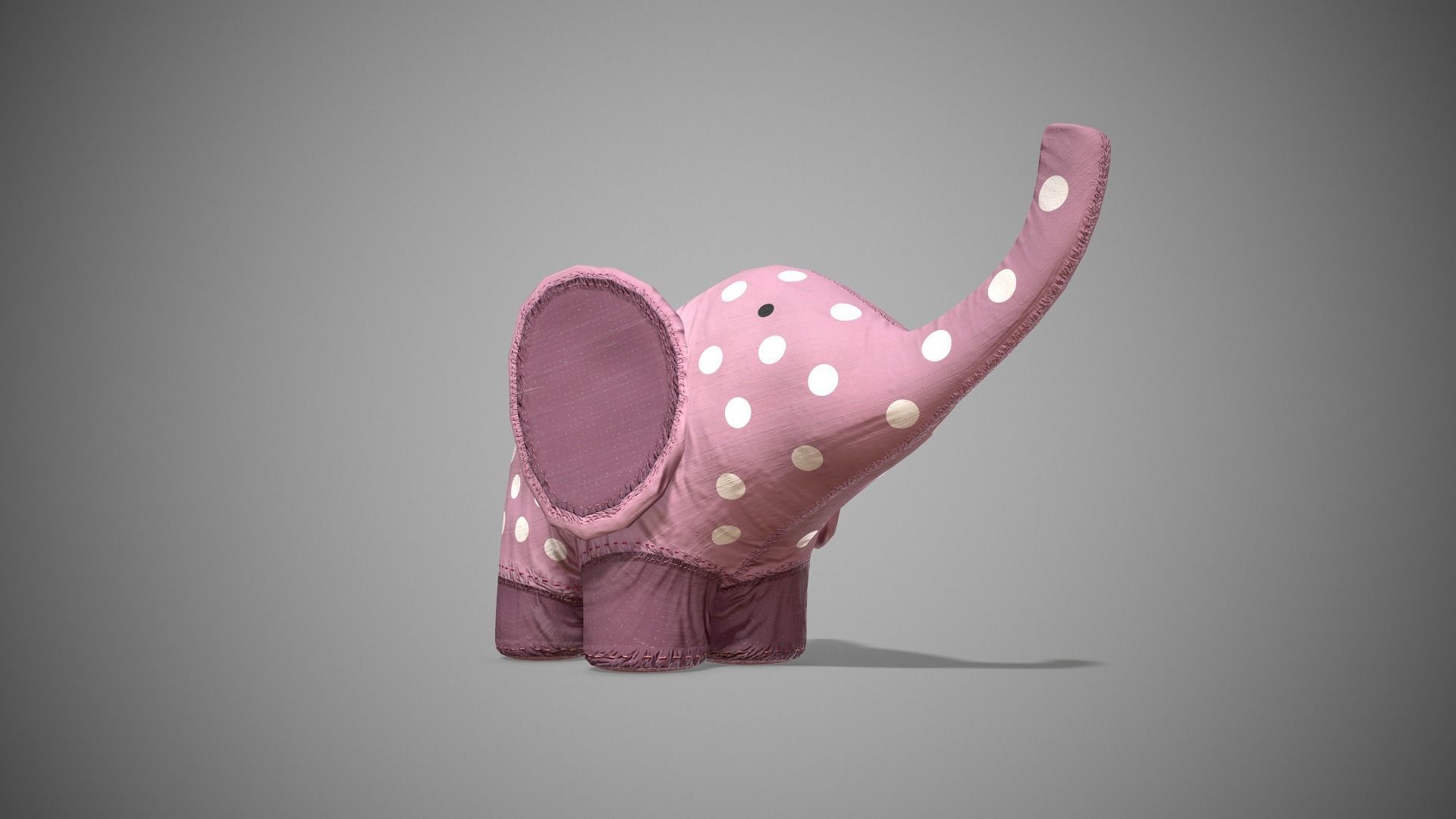 Rag Elephant Toy Low-poly 3D model_2