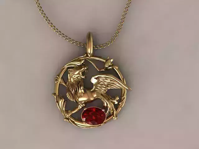 Ruby lion pendant 3D print model