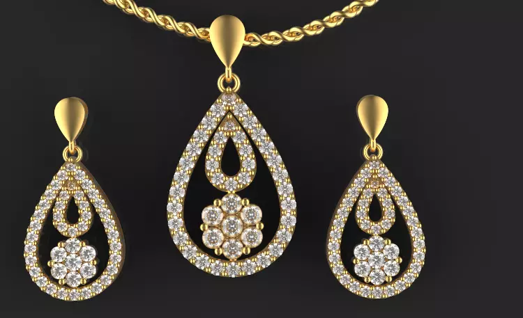 Tear pendant and earrings 3D print model