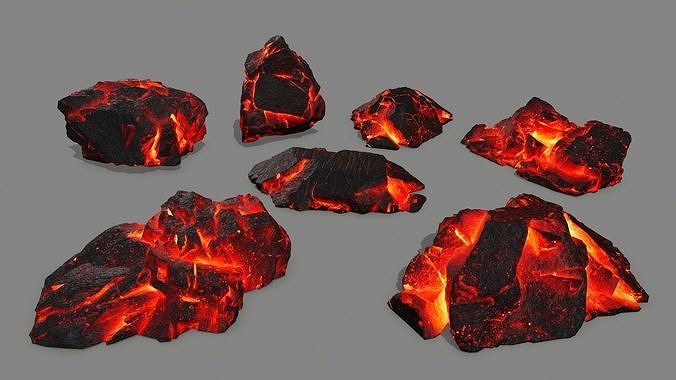 lava rock set Low-poly 3D model