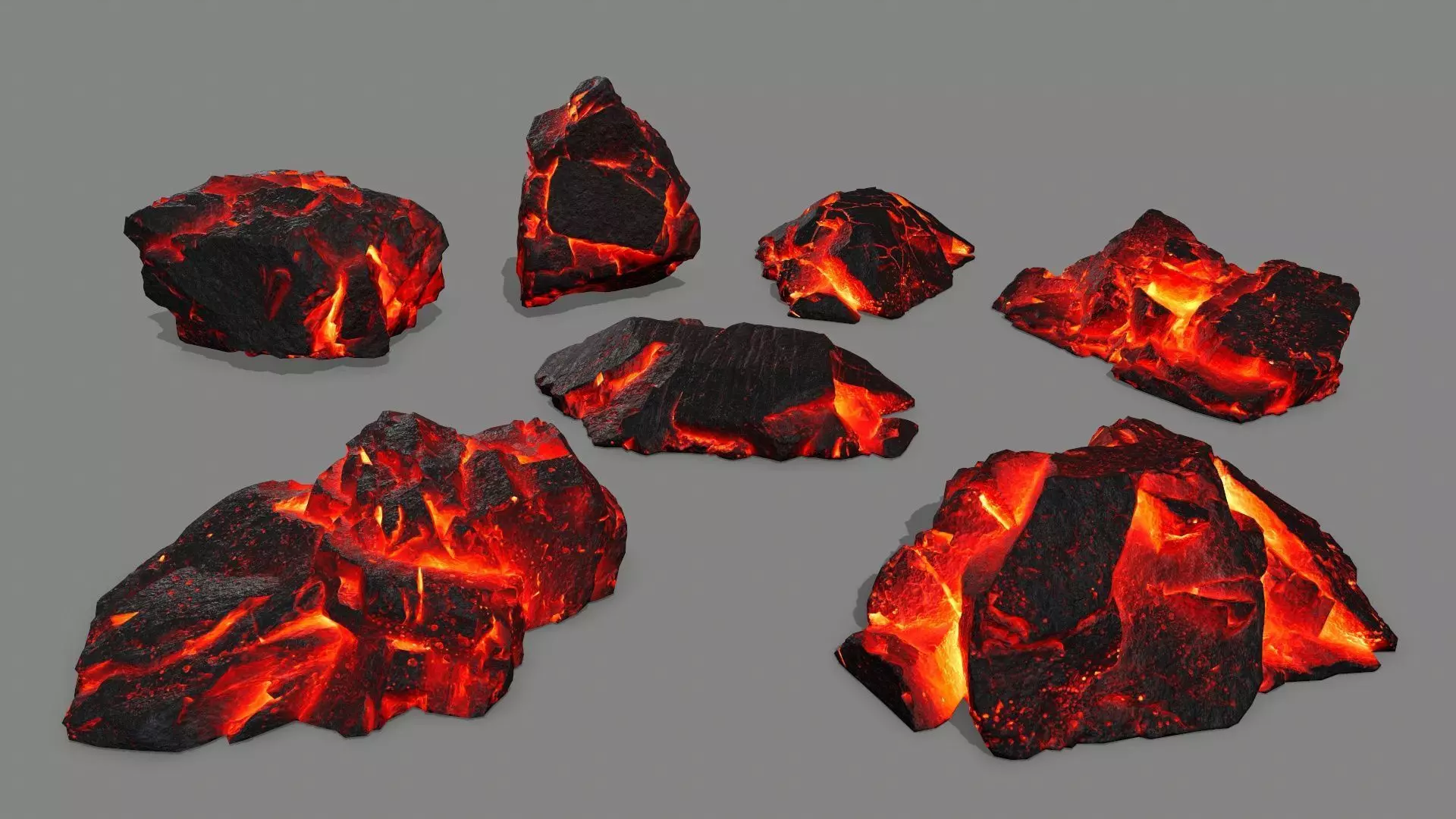 lava rock set Low-poly 3D model_0