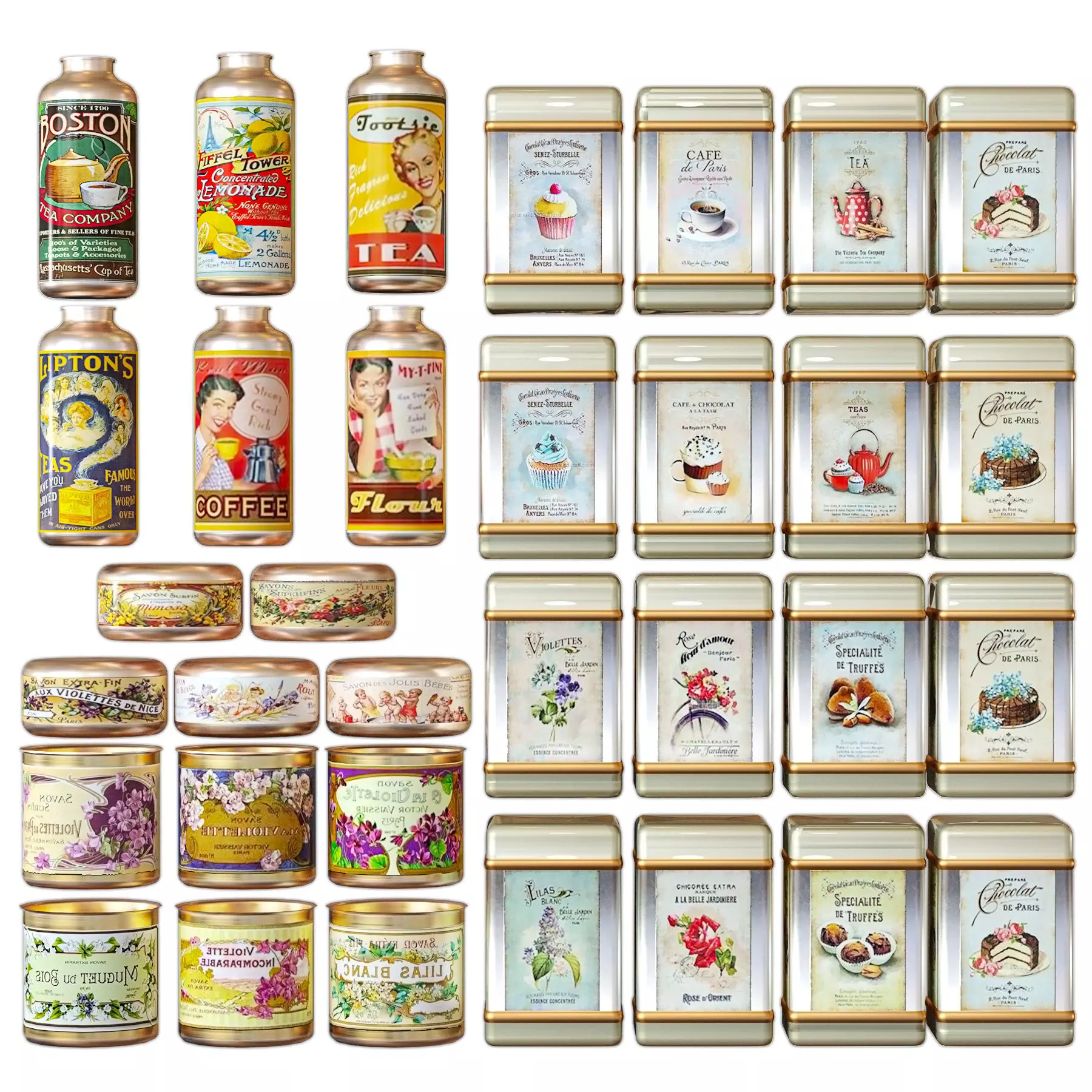 JarFiling set of plastic bottles 3D model_0