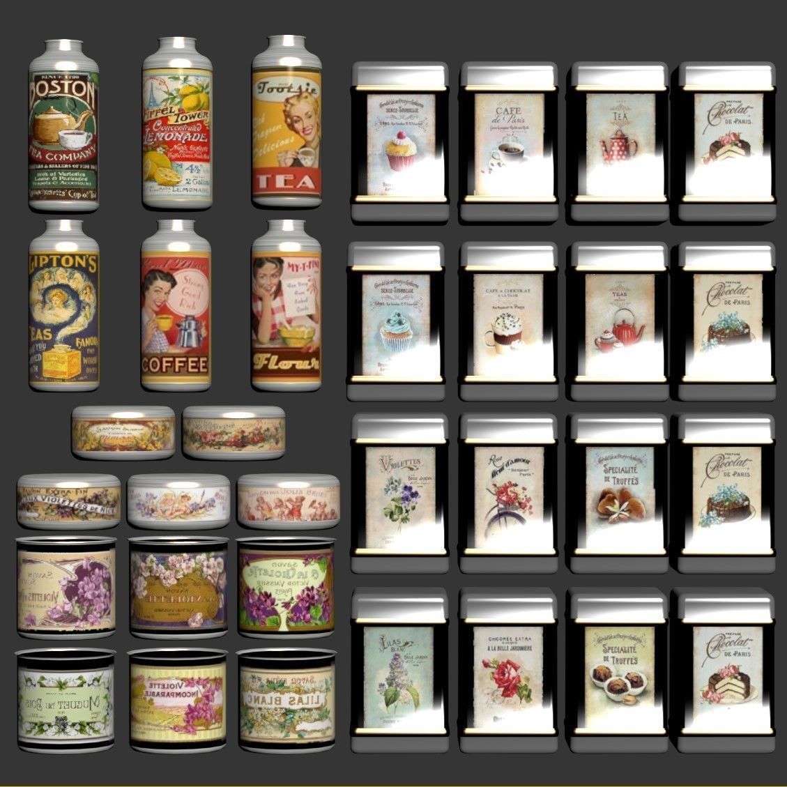 JarFiling set of plastic bottles 3D model_2