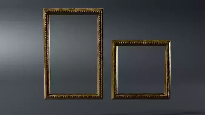 2 Old golden frames 3D MODEL PBR