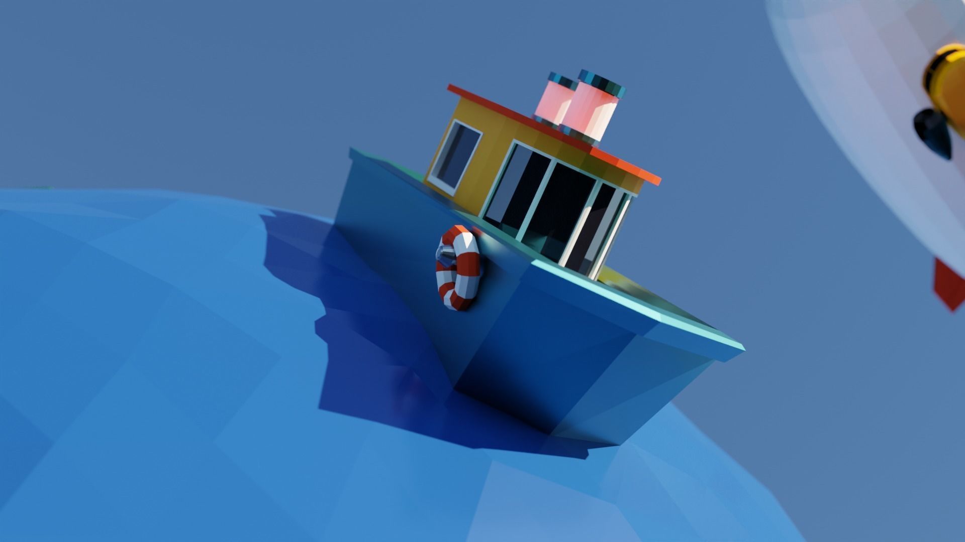 Low Poly Earth Ship Airship Low-poly 3D model_4