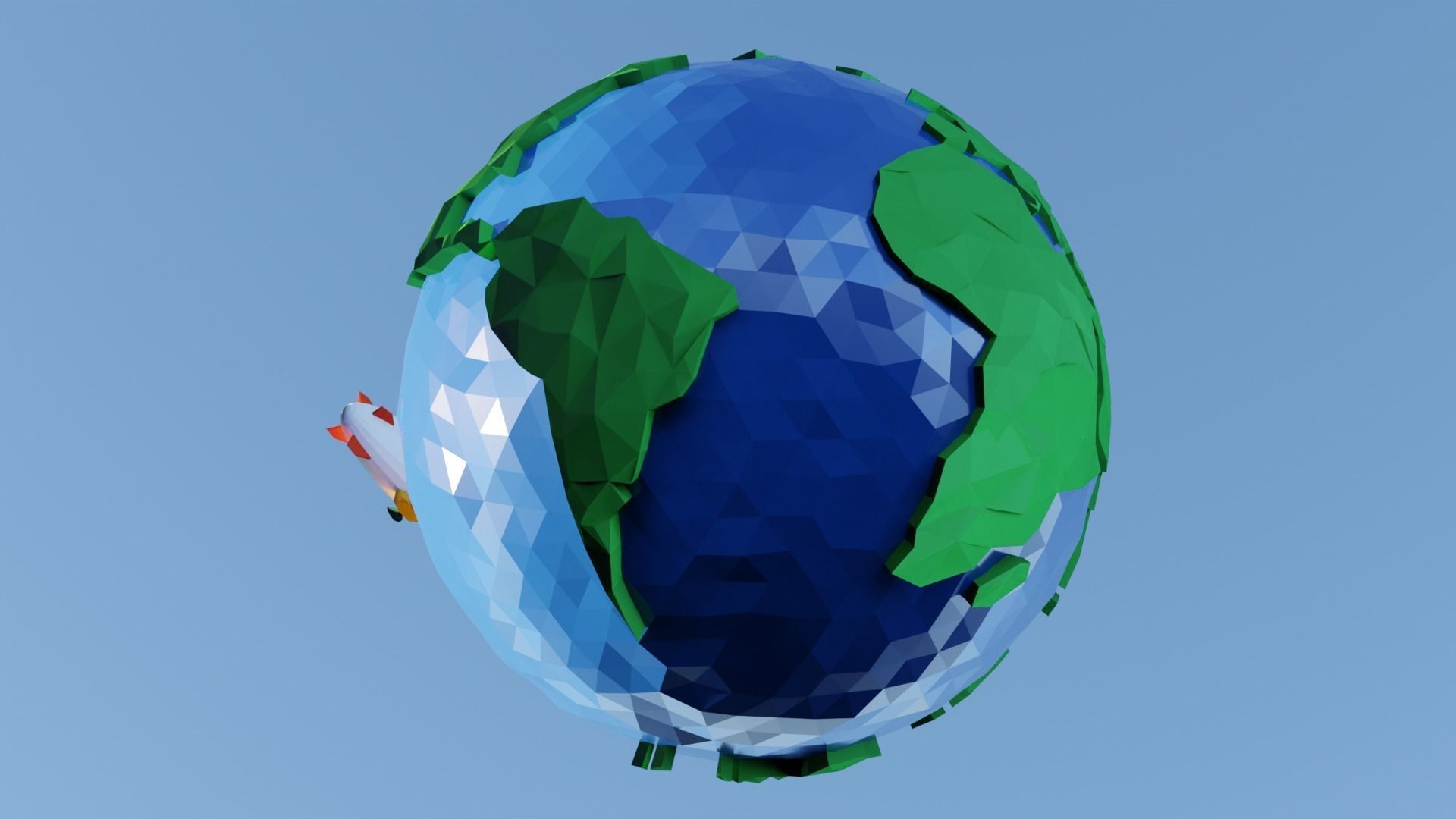 Low Poly Earth Ship Airship Low-poly 3D model_7
