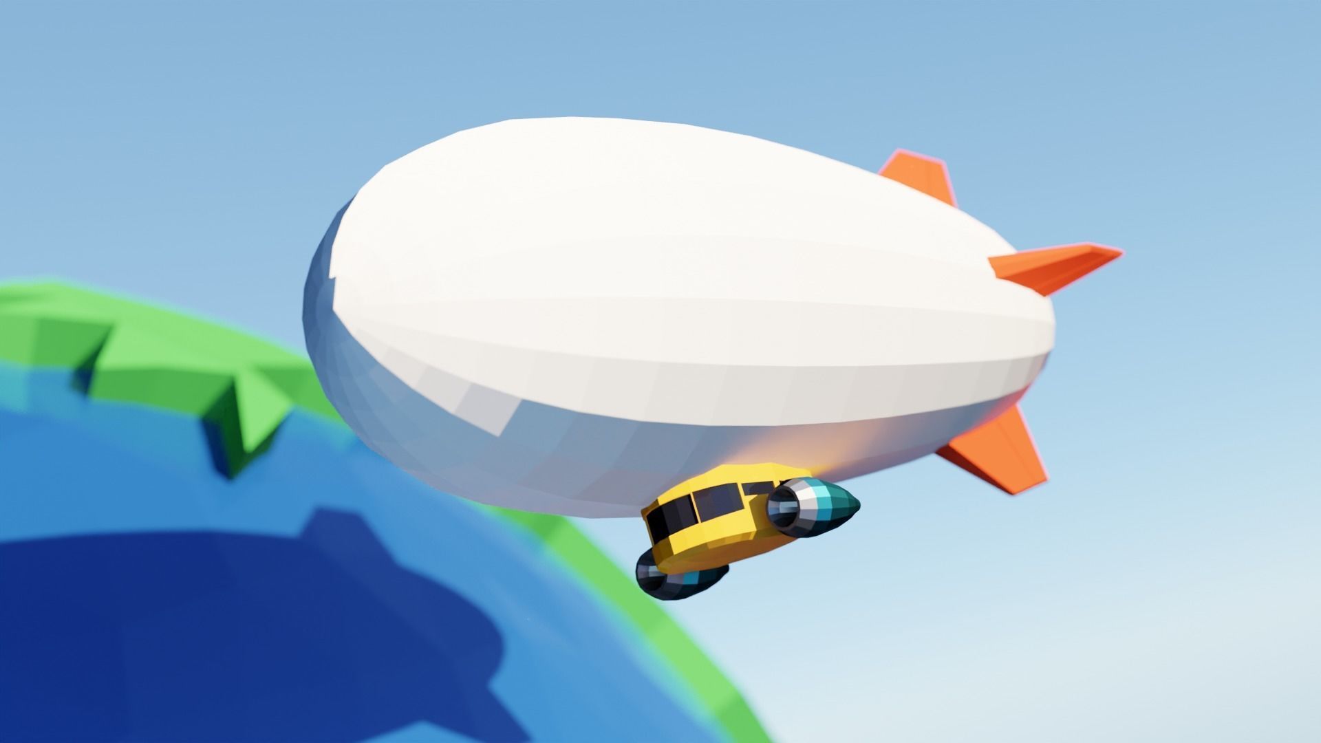 Low Poly Earth Ship Airship Low-poly 3D model_3