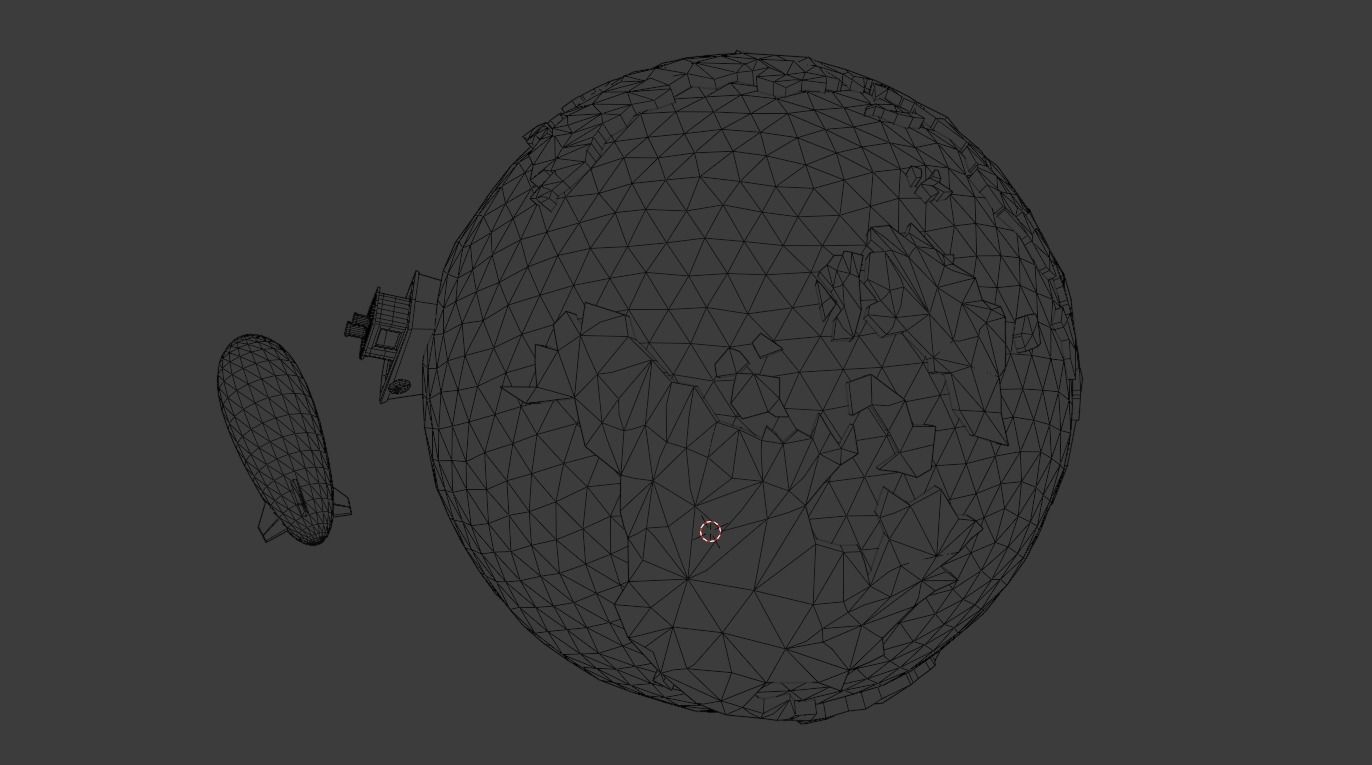 Low Poly Earth Ship Airship Low-poly 3D model_16