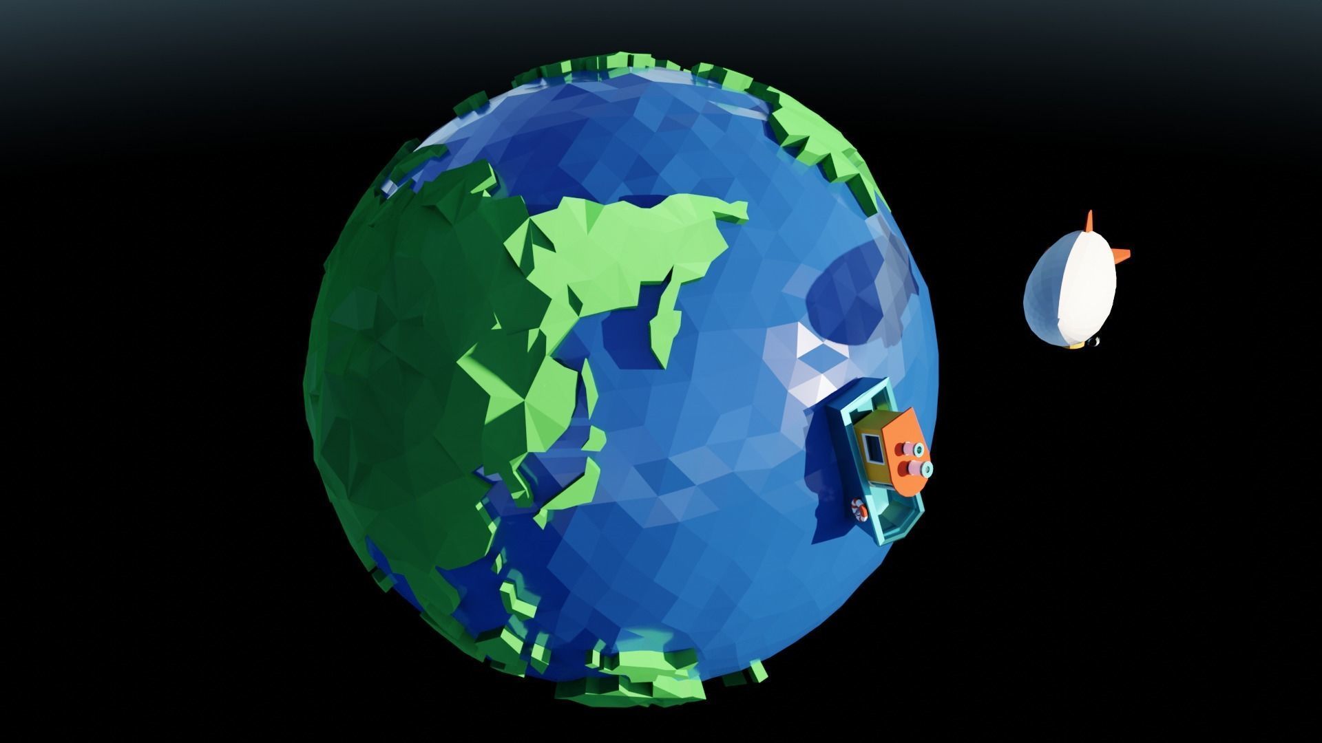 Low Poly Earth Ship Airship Low-poly 3D model_5