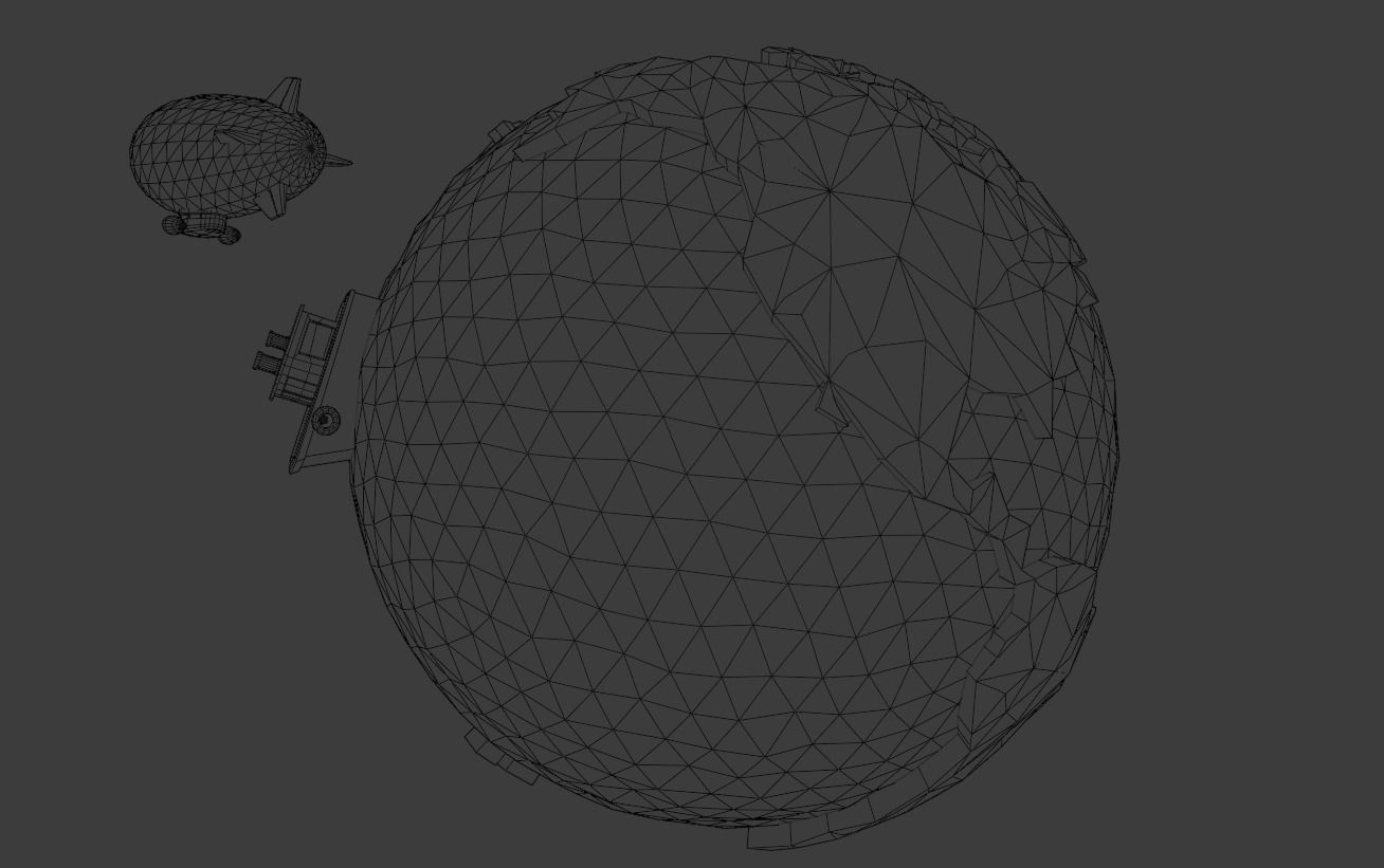 Low Poly Earth Ship Airship Low-poly 3D model_17
