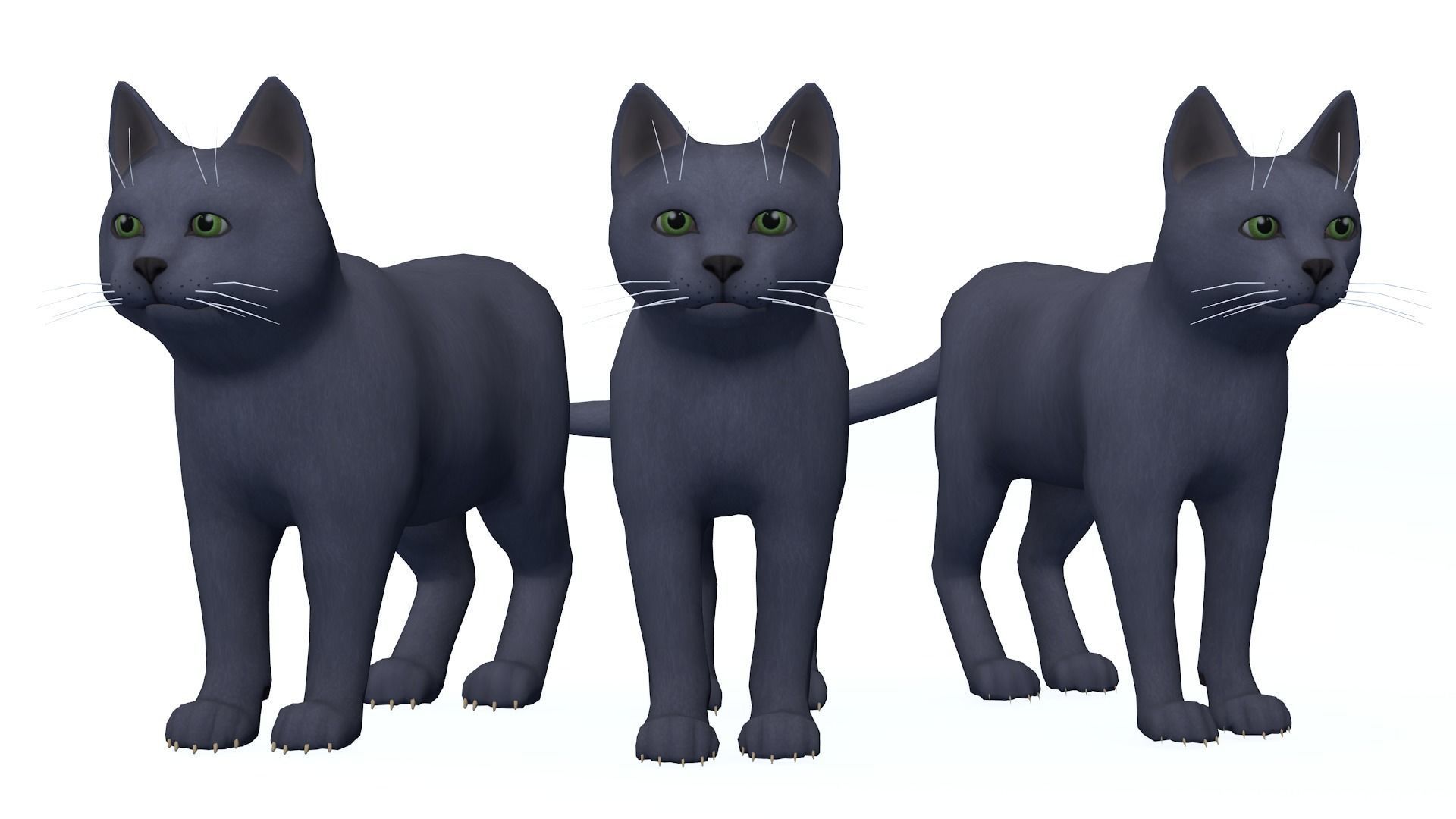Cartoon Cats pack Low-poly 3D model_3