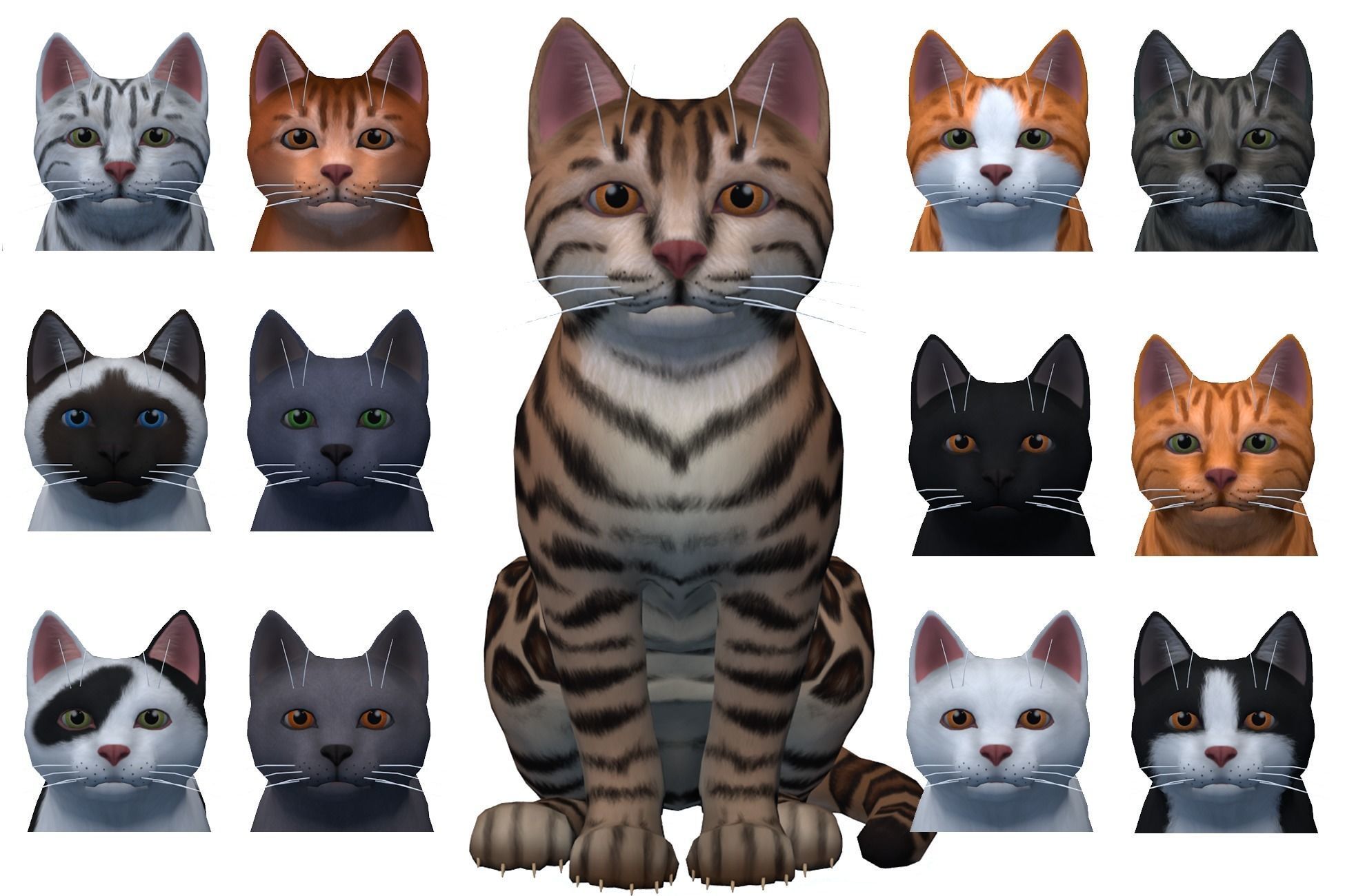 Cartoon Cats pack Low-poly 3D model_1