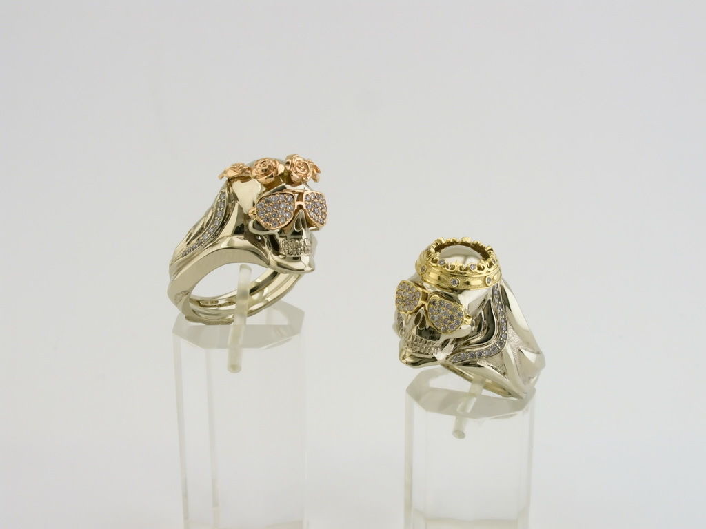 Rings with Couple skulls 3D print model_4
