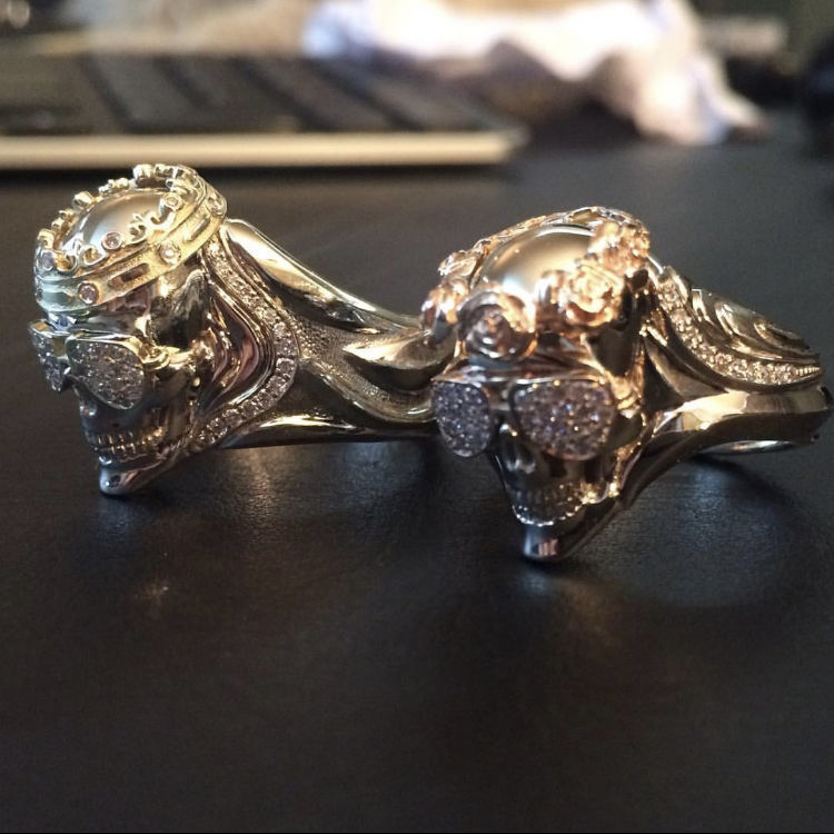 Rings with Couple skulls 3D print model_2