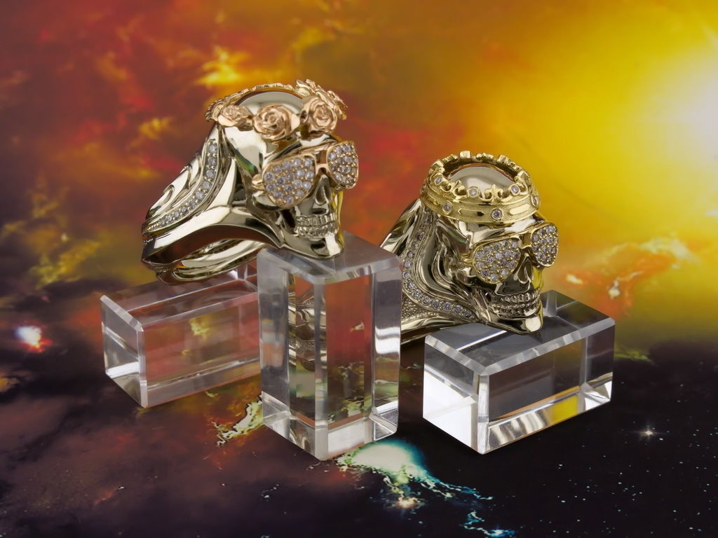 Rings with Couple skulls 3D print model_5