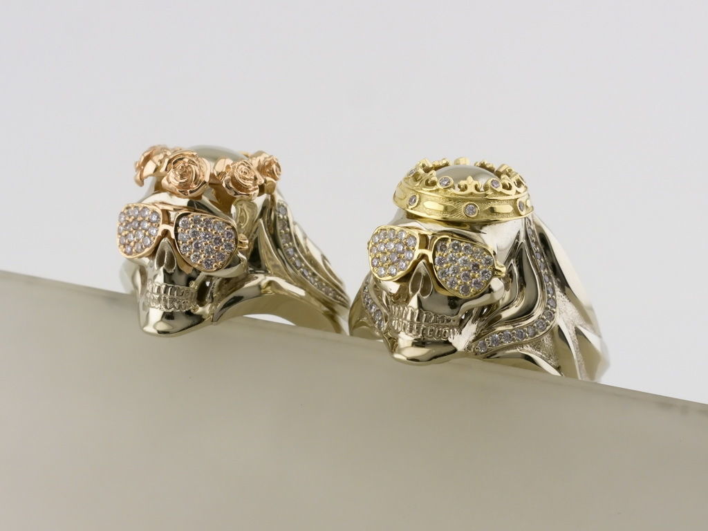 Rings with Couple skulls 3D print model_6