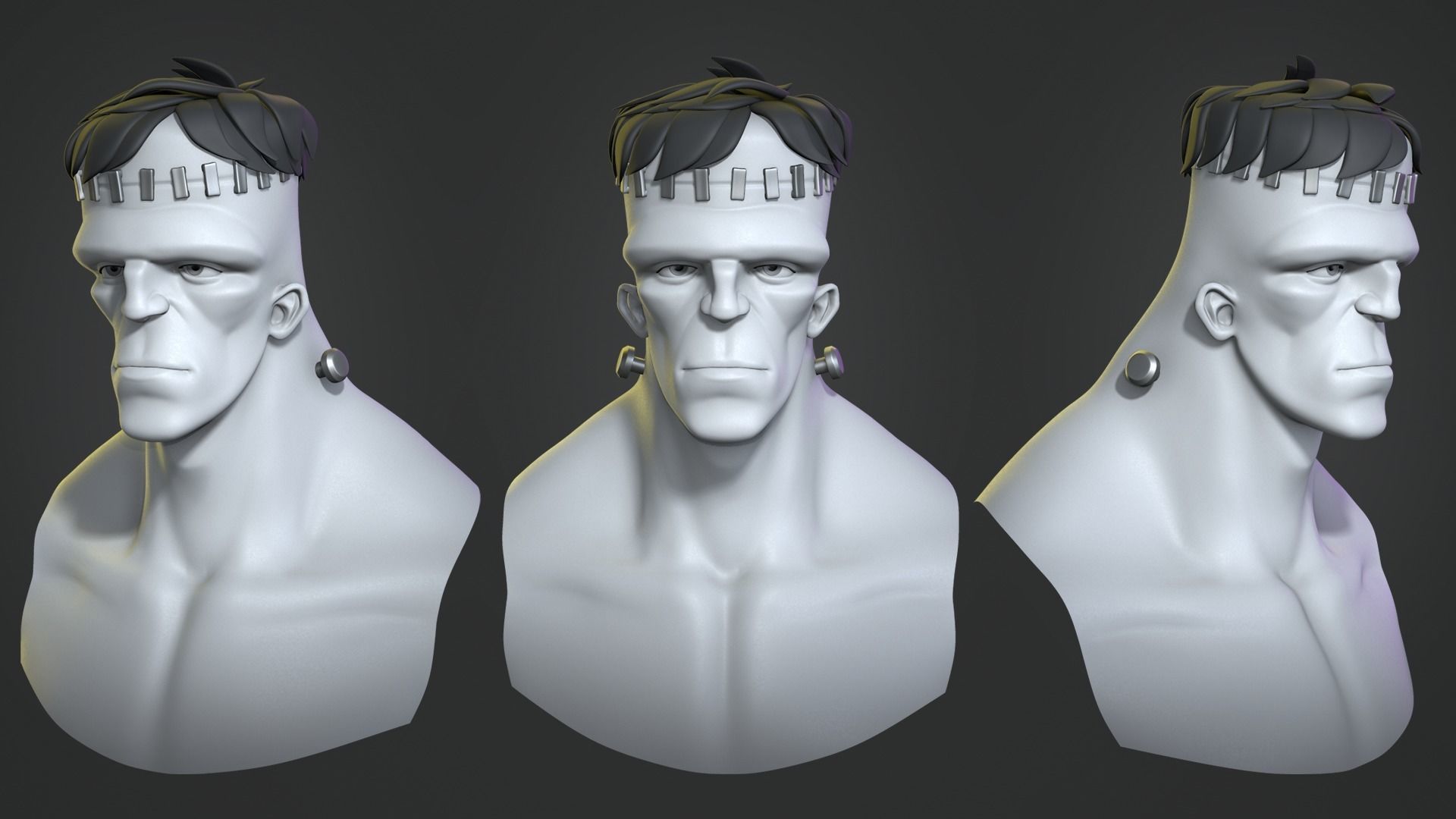 Frankenstein  monster cartoon character base 3D model_2