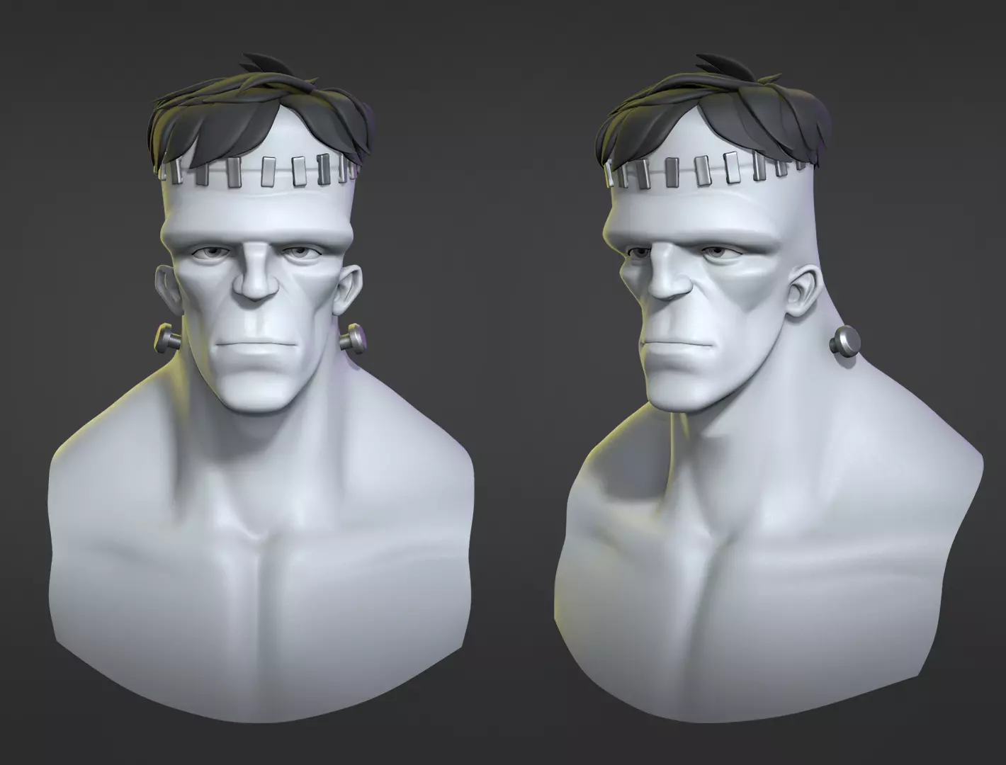 Frankenstein  monster cartoon character base 3D model_0