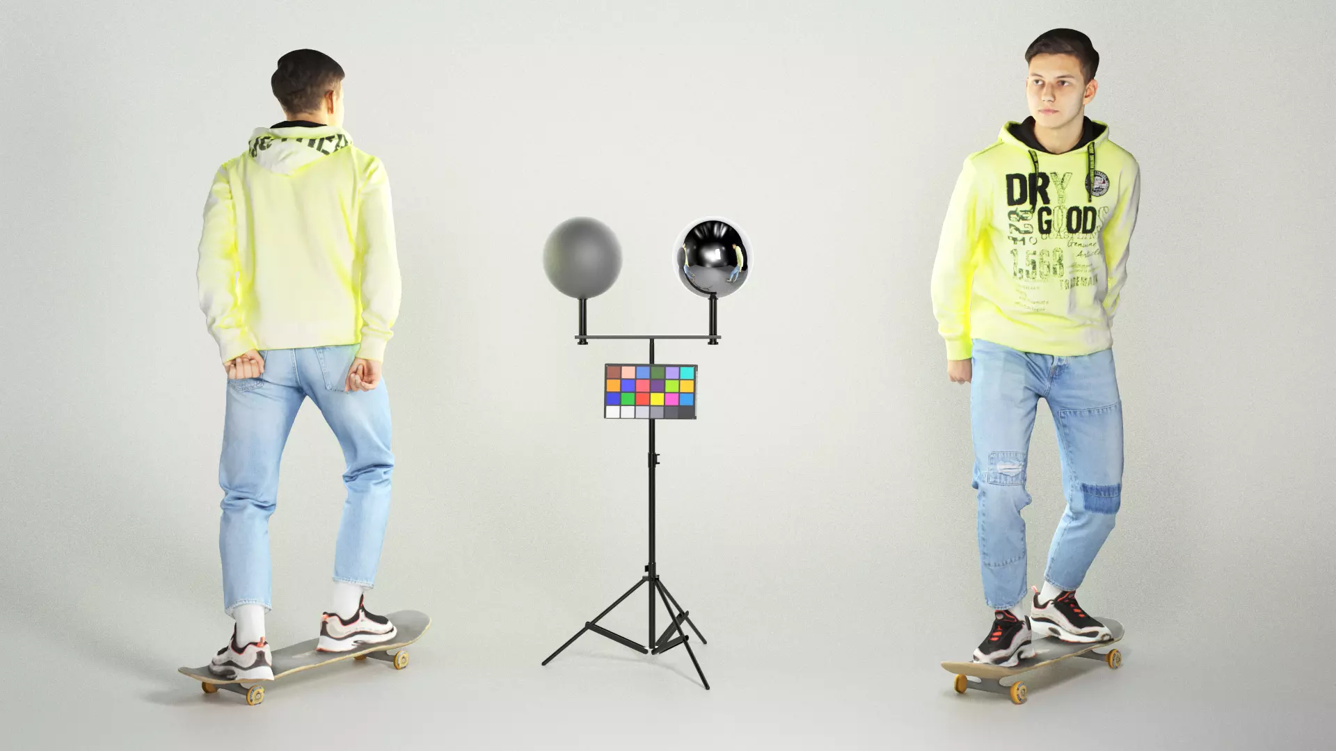 Young handsome man riding on skateboard 234 Low-poly 3D model_0