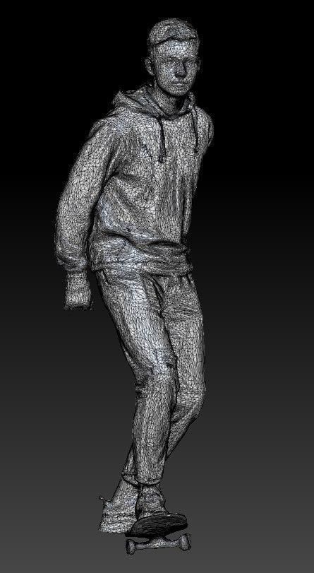 Young handsome man riding on skateboard 234 Low-poly 3D model_7