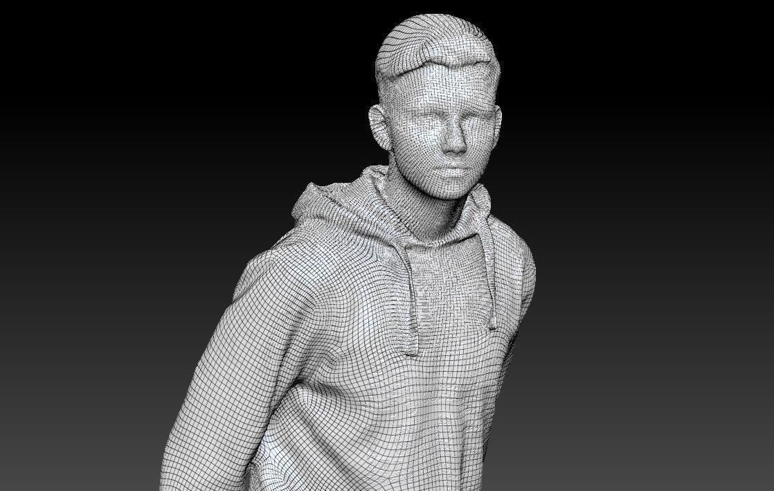 Young handsome man riding on skateboard 234 Low-poly 3D model_4