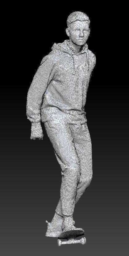 Young handsome man riding on skateboard 234 Low-poly 3D model_5