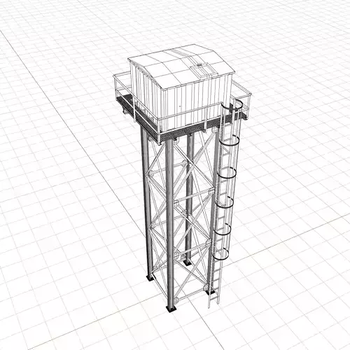 Steel Corrugated Sheet Water Tank - Authentic Industrial Detail Low-poly 3D model