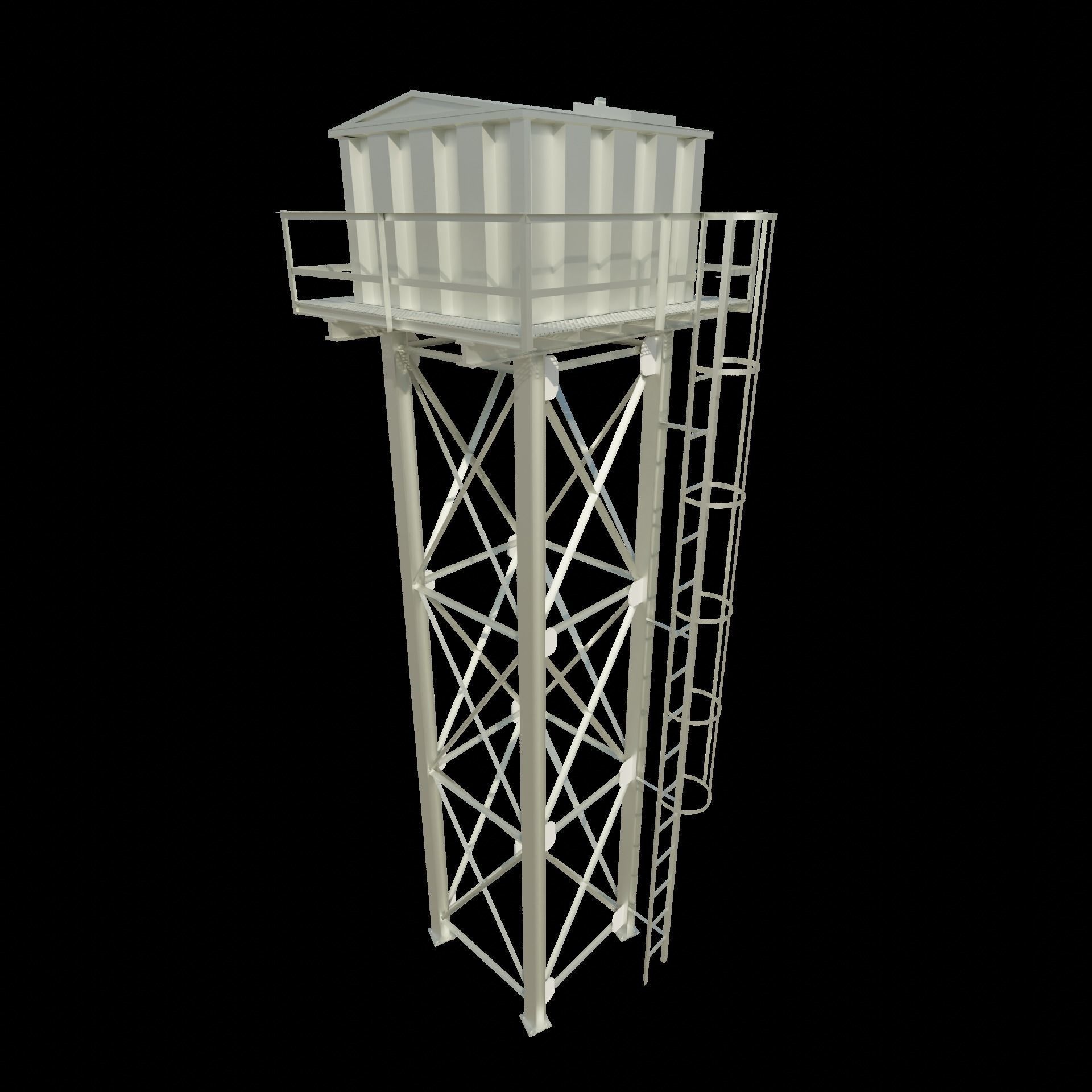 Steel Corrugated Sheet Water Tank - Authentic Industrial Detail Low-poly 3D model_8