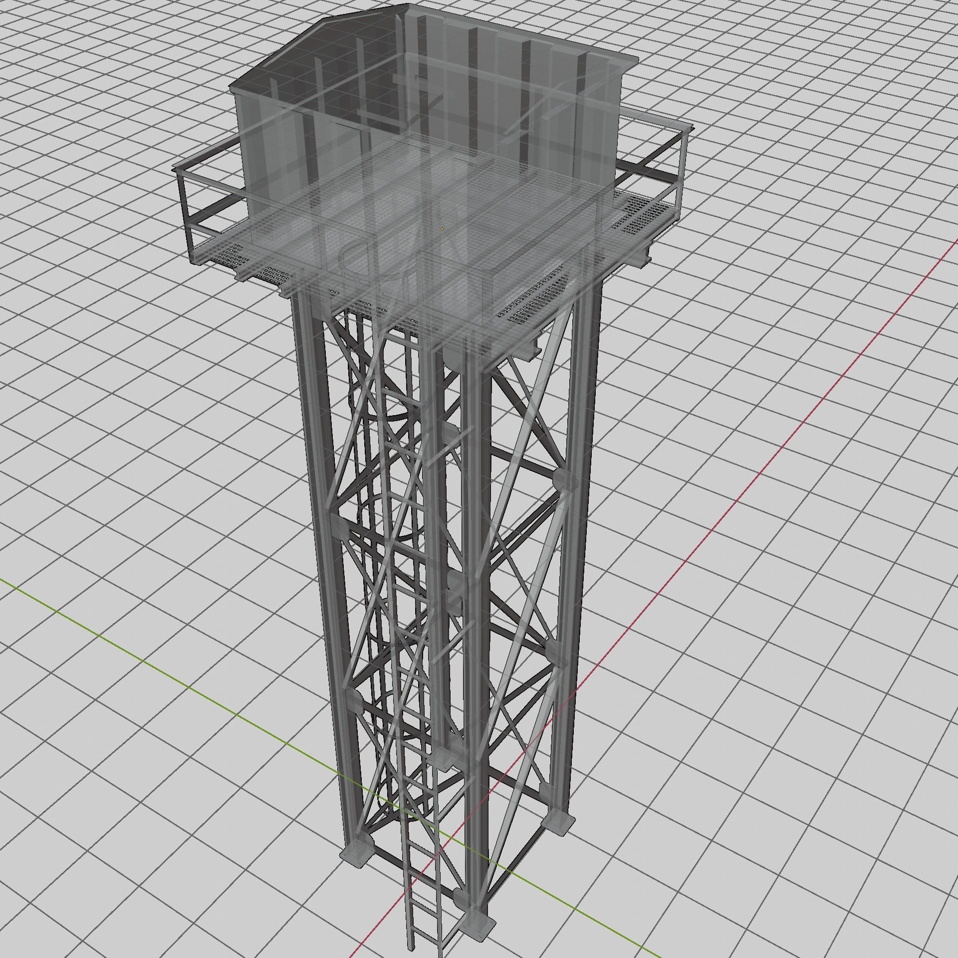 Steel Corrugated Sheet Water Tank - Authentic Industrial Detail Low-poly 3D model_11