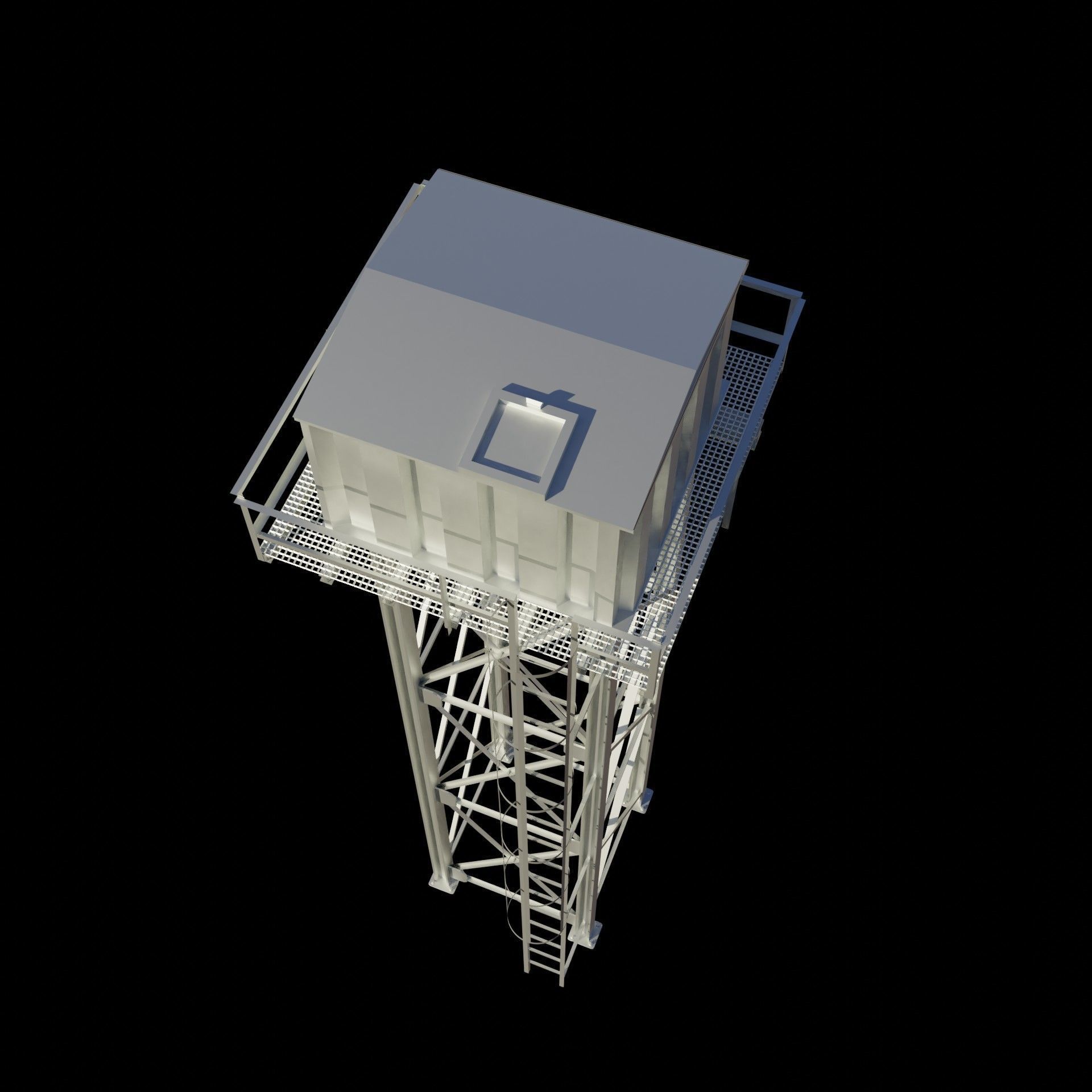 Steel Corrugated Sheet Water Tank - Authentic Industrial Detail Low-poly 3D model_10