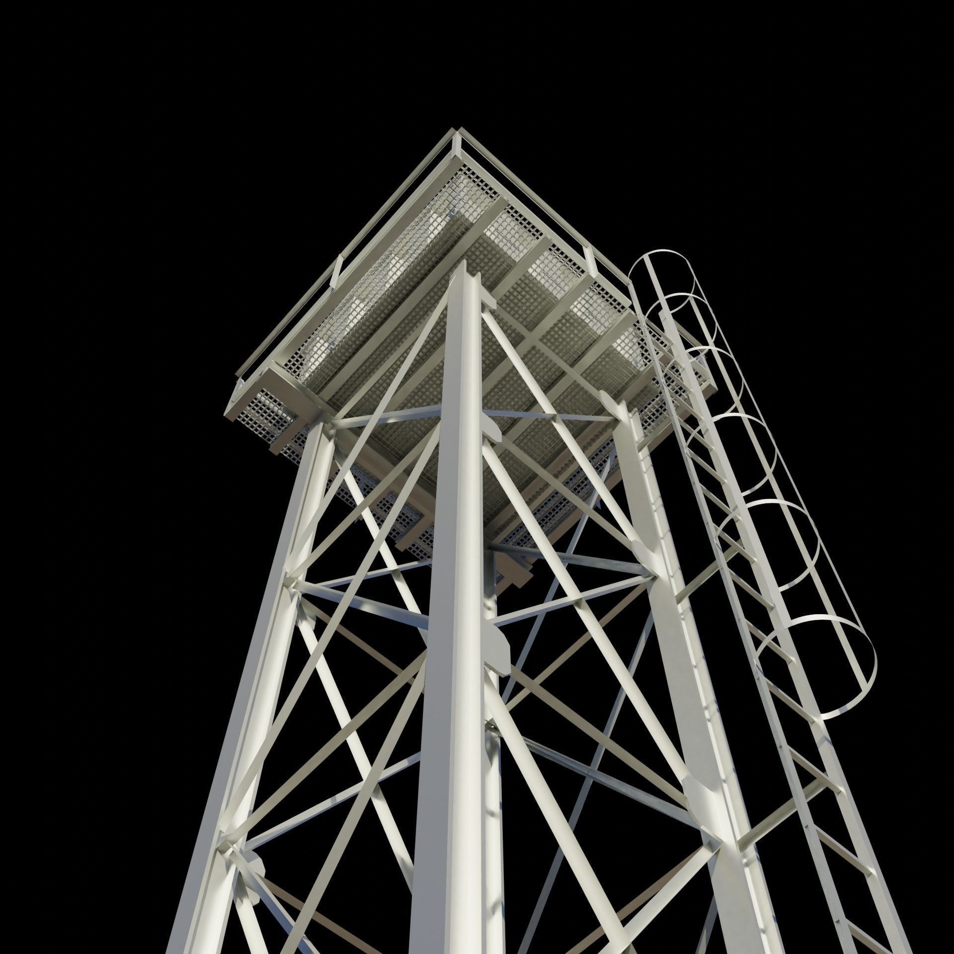 Steel Corrugated Sheet Water Tank - Authentic Industrial Detail Low-poly 3D model_9