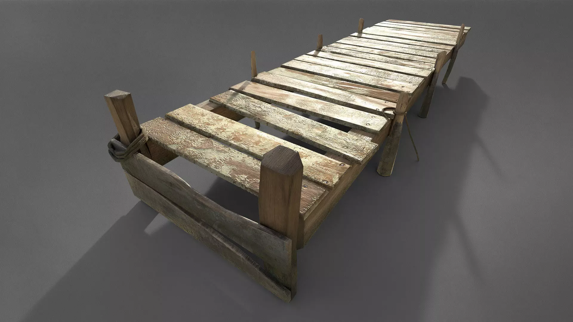 Old Wooden Pier Low-poly 3D model_0