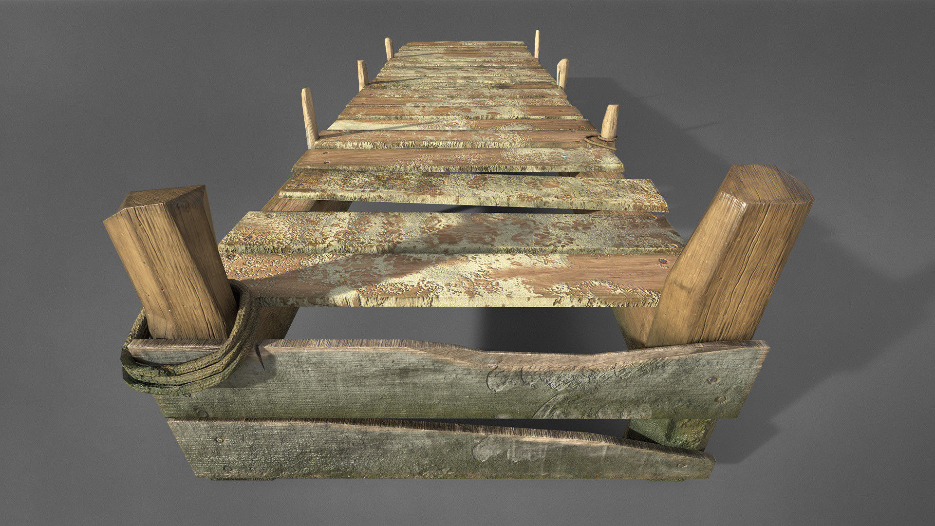 Old Wooden Pier Low-poly 3D model_3